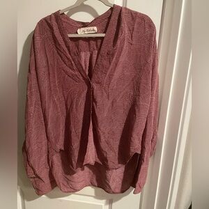 La Boheme red &‎ white polka dot blouse linens blend size Small